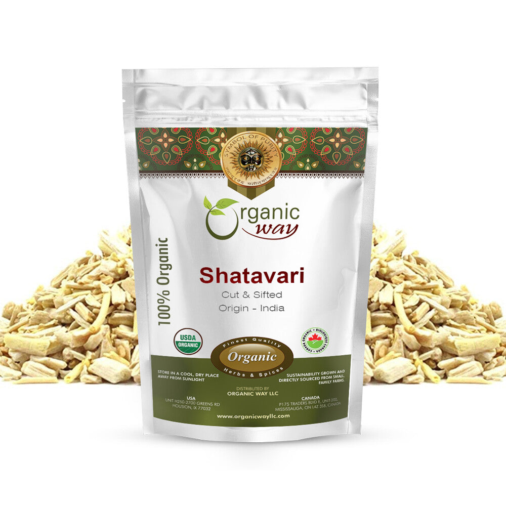 Organic Way Dried Shatavari Cut & Sifted - Organic, Kosher & USDA Certified