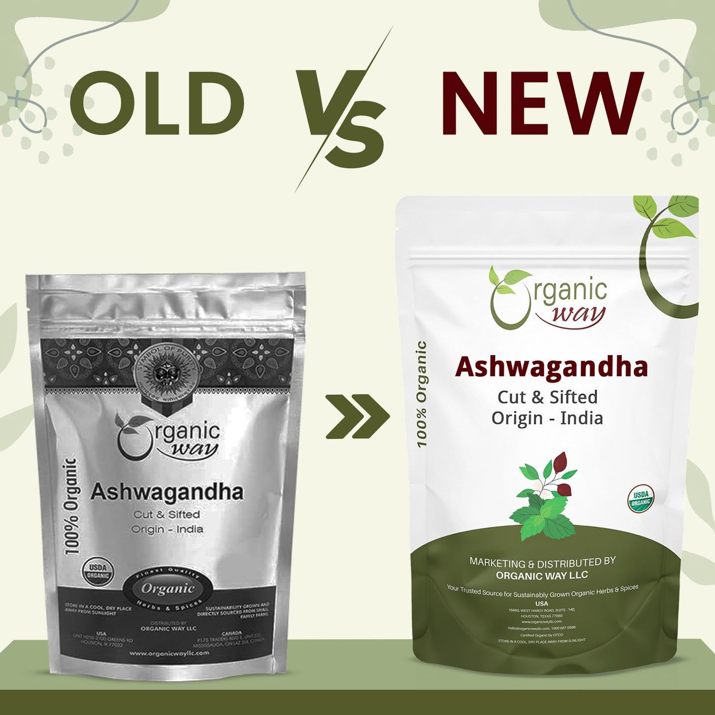 Organic Way Ashwagandha Root Cut & Sifted - Organic, Kosher & USDA Certified