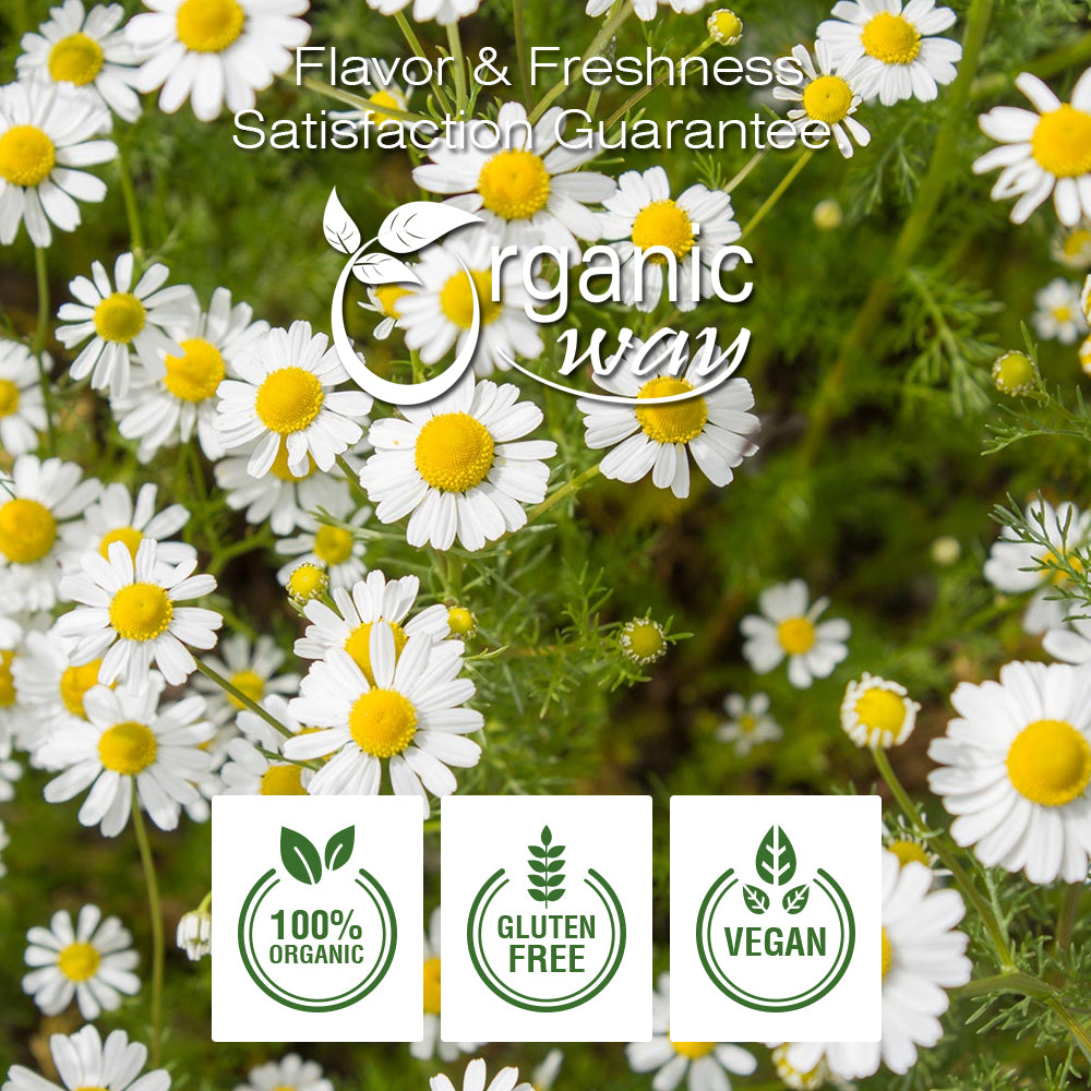 Organic Way Chamomile Flower Whole - Organic, Kosher & USDA Certified