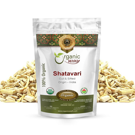 Organic Way Dried Shatavari Cut & Sifted - Organic, Kosher & USDA Certified