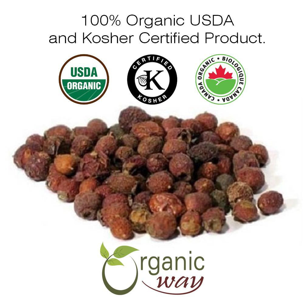 Organic Way Hawthorn Berries Cut & Sifted - Organic, Kosher & USDA Certified