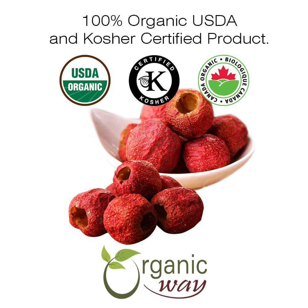 Organic Way Hawthorn Berries Fruit Whole - Organic, Kosher & USDA Certified