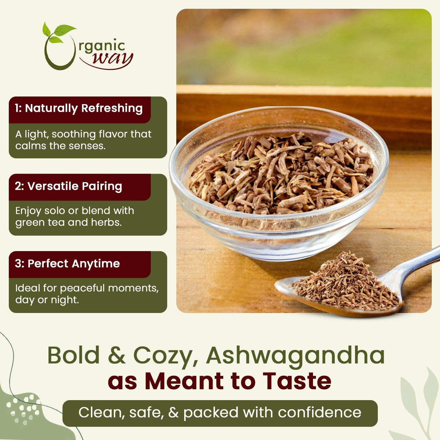 Organic Way Ashwagandha Root Cut & Sifted - Organic, Kosher & USDA Certified