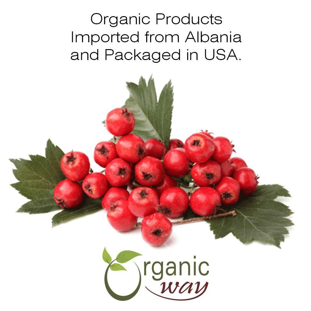 Organic Way Hawthorn Berries Fruit Whole - Organic, Kosher & USDA Certified