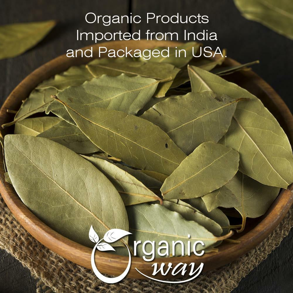 Organic Way Bay Leaf Whole - Organic, Kosher & USDA Certified (1/2LBS / 8Oz)