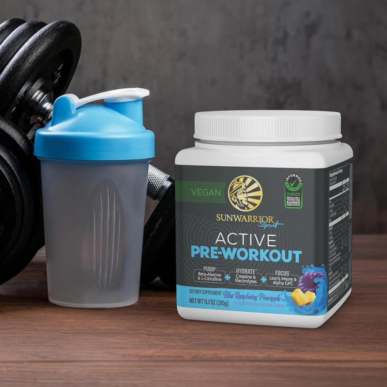 Active Pre-Workout Powder for Men & Women, Raspberry Pineapple, 315G (30 Servings)