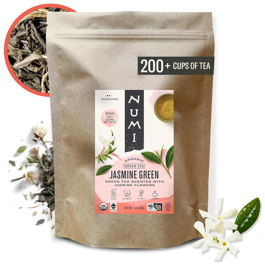 Organic Jasmine Green Tea, 16 Ounce Pouch, Loose Leaf Floral Green Tea, Brews 200 Cups, Caffeinated (Packaging May Vary)